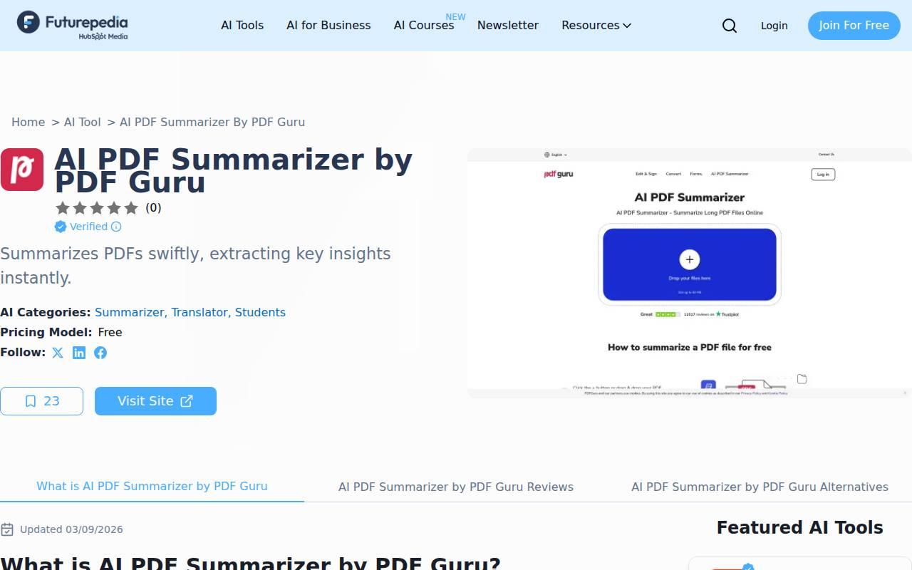 AI PDF Summarizer by PDF Guru スクリーンショット