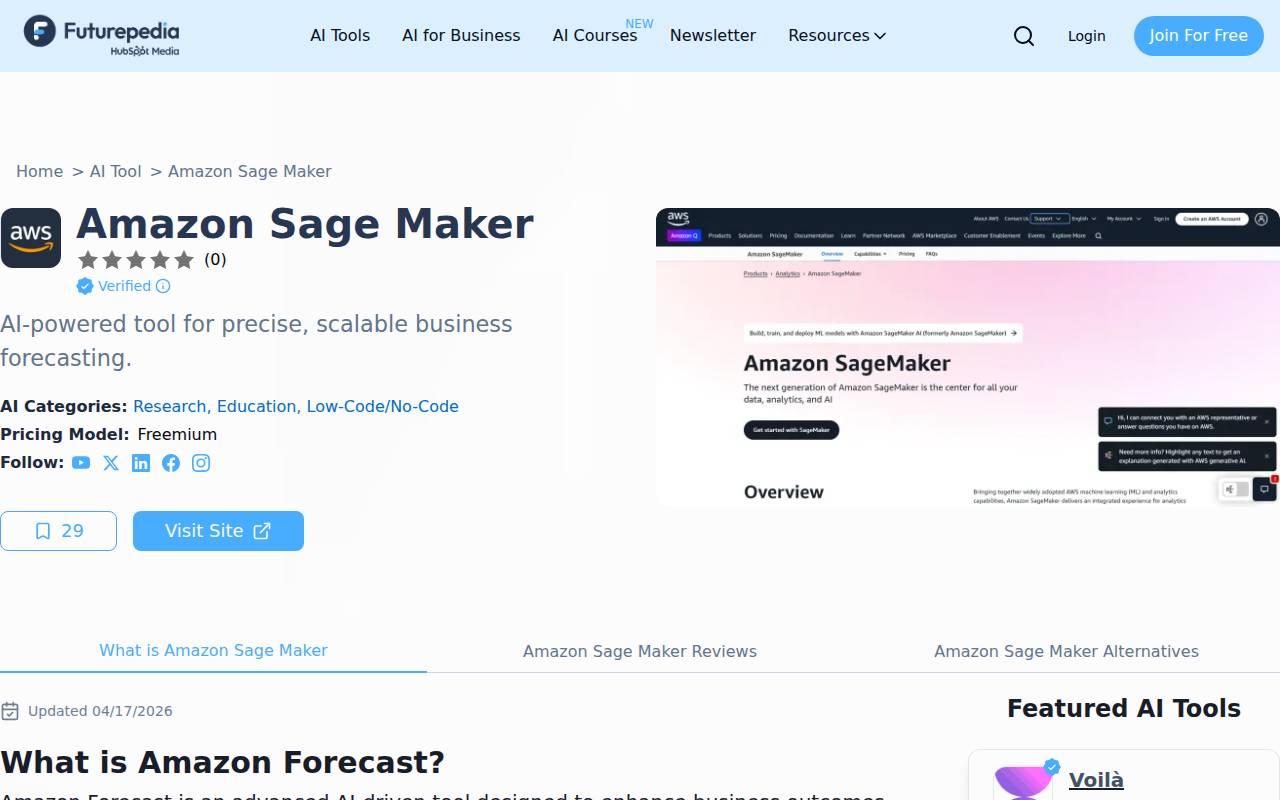 Amazon Sage Maker スクリーンショット