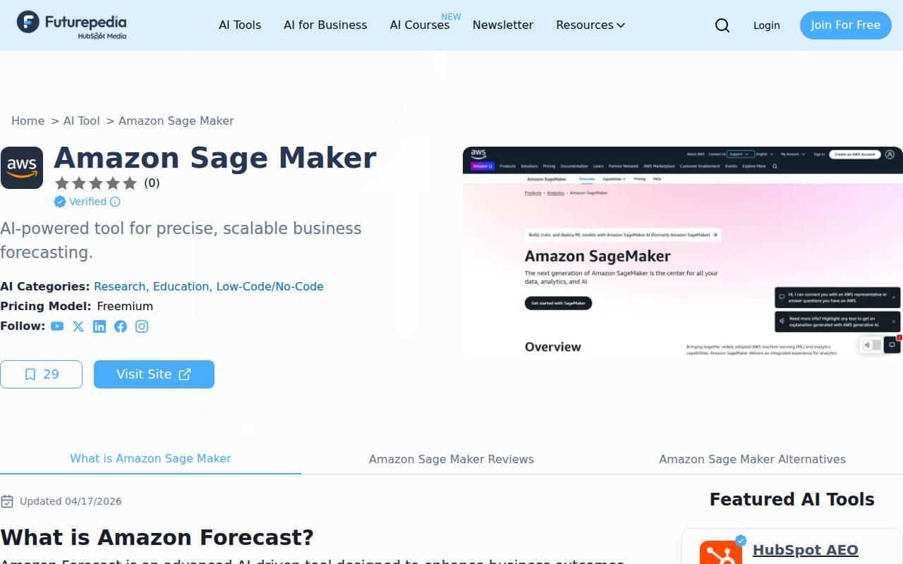 Amazon Sage Maker スクリーンショット