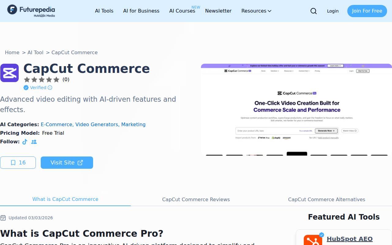 CapCut Commerce スクリーンショット
