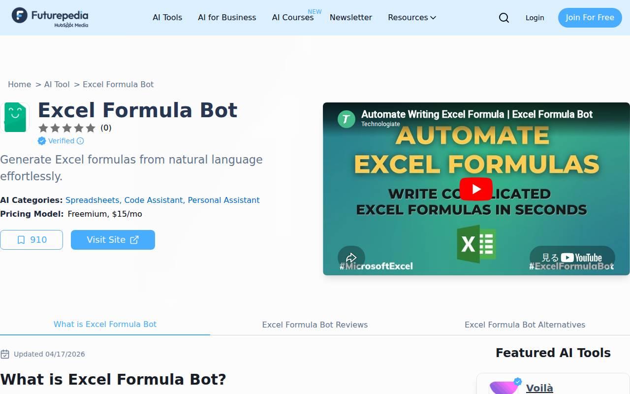 Excel Formula Bot スクリーンショット
