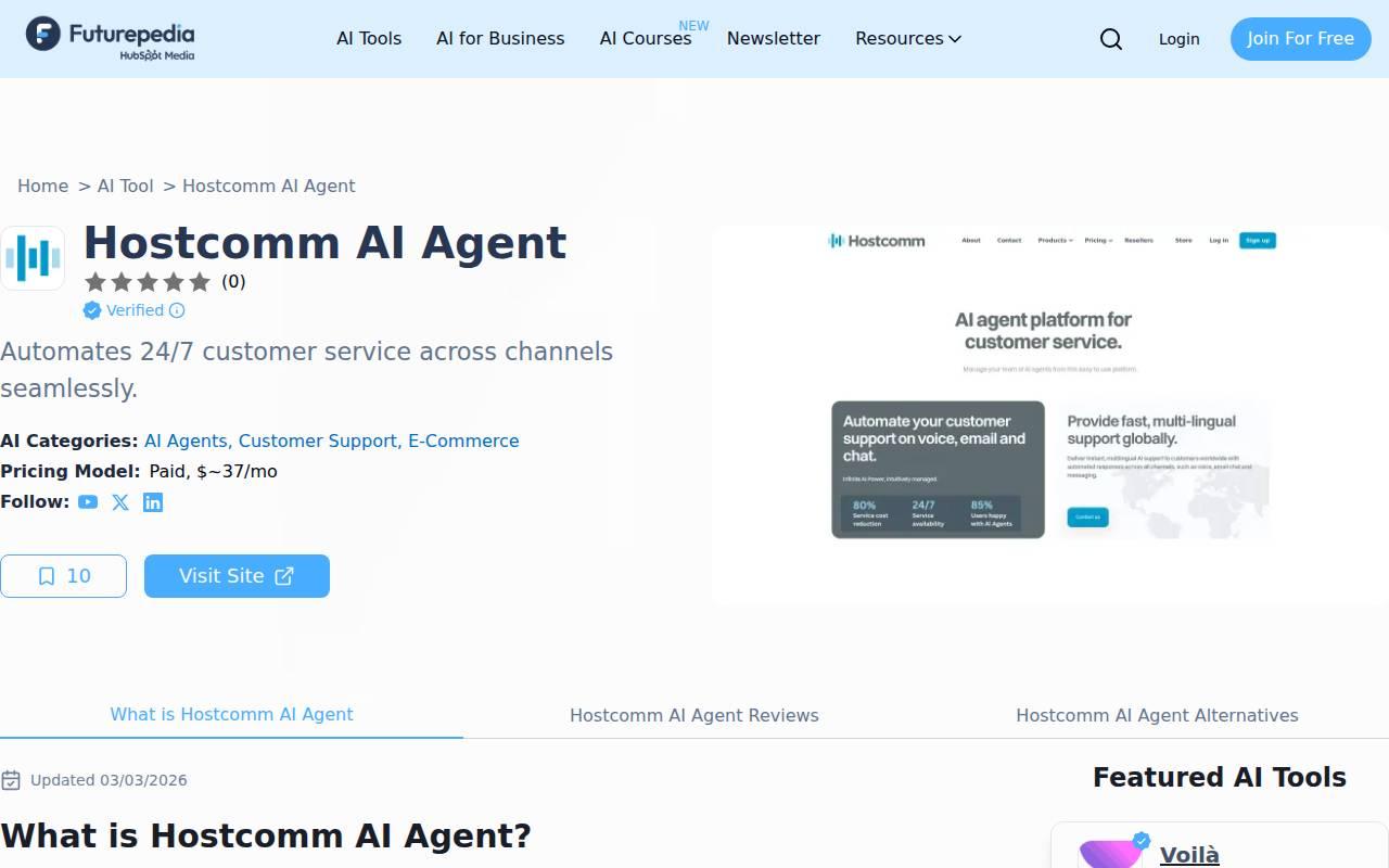 Hostcomm AI Agent スクリーンショット