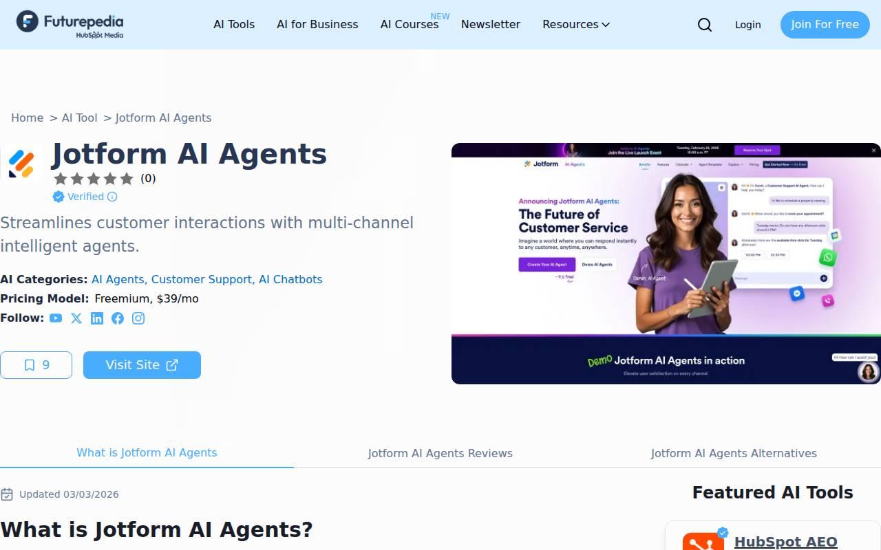 Jotform AI Agents スクリーンショット