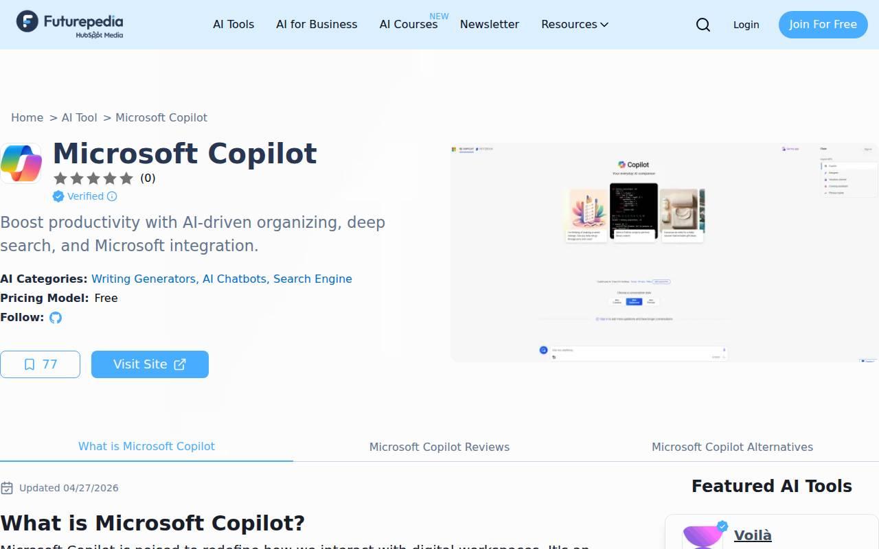 Microsoft Copilot スクリーンショット