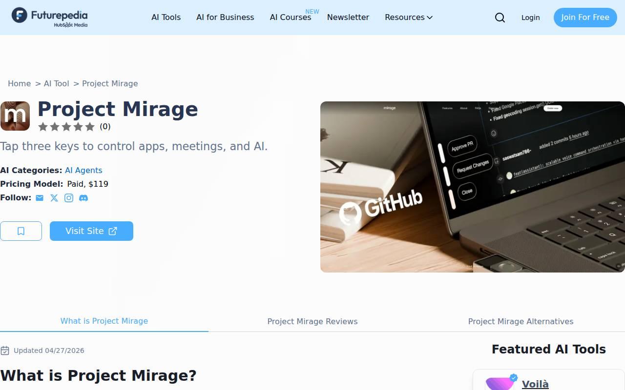 Project Mirage スクリーンショット