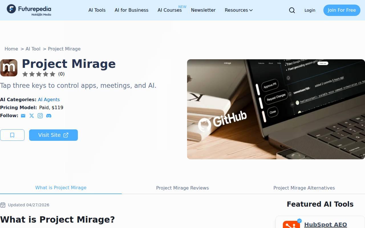 Project Mirage スクリーンショット