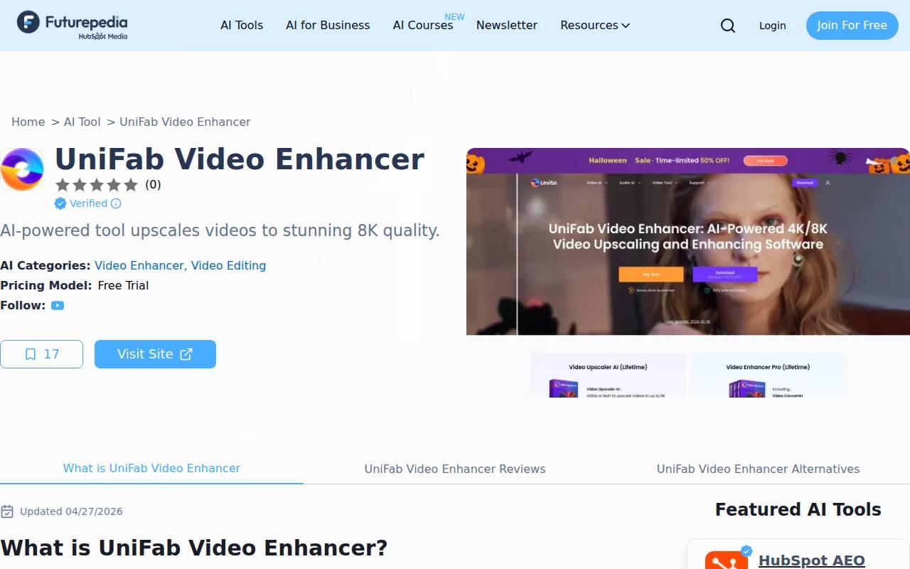 UniFab Video Enhancer スクリーンショット