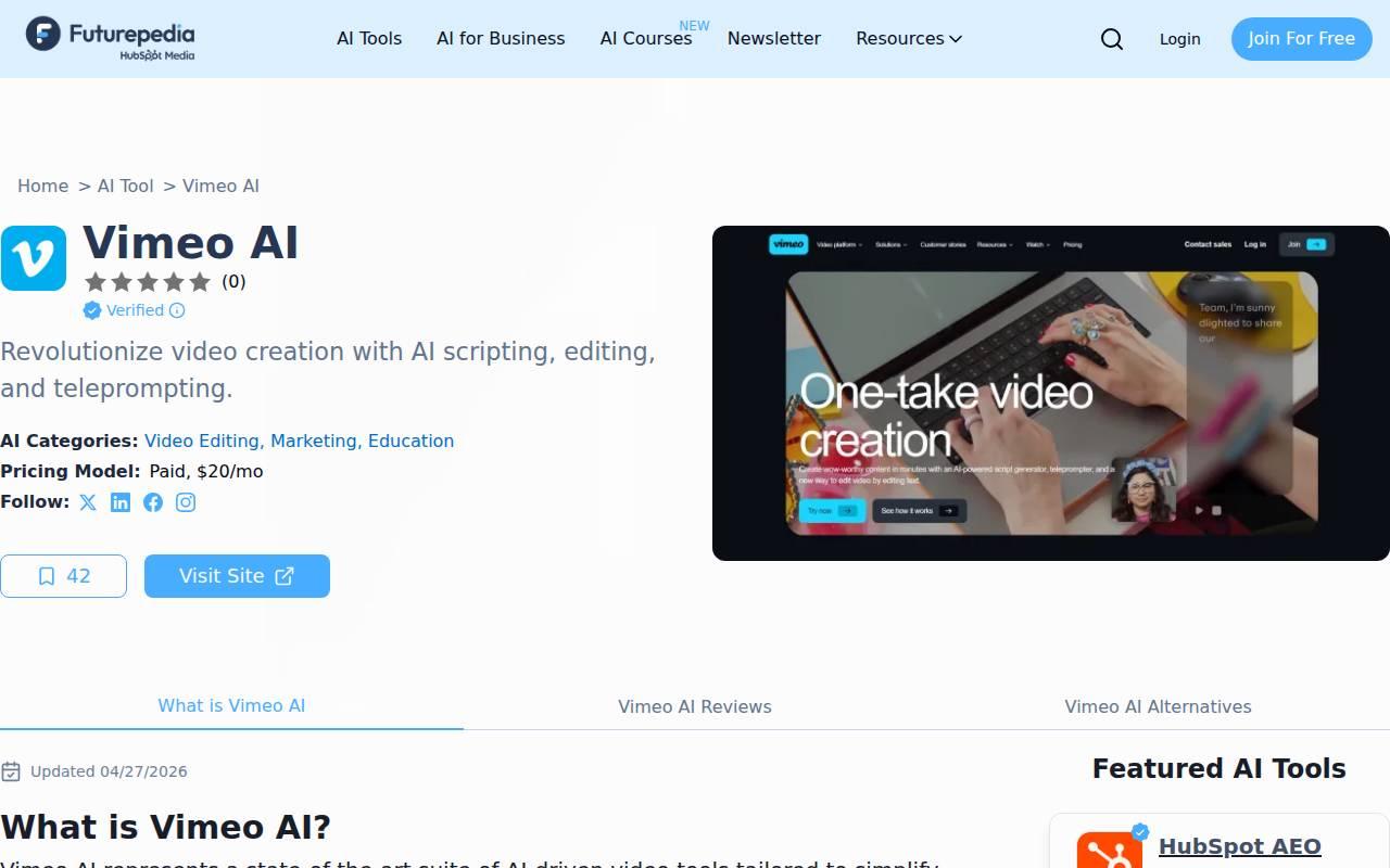 Vimeo AI スクリーンショット