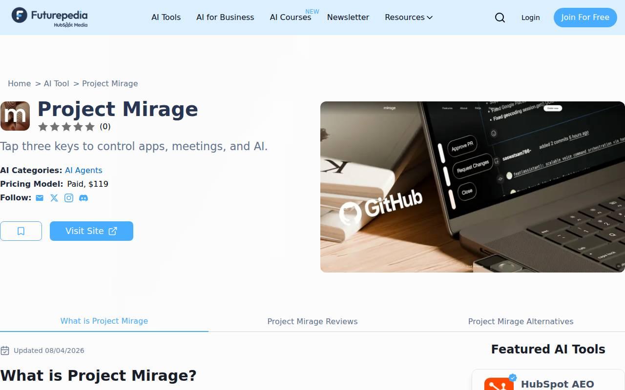 Project Mirage スクリーンショット